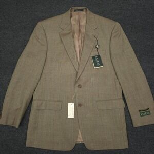 Lauren Ralph Lauren 40R Silk Wool Windowpane‎ 2 Button Blazer Sport Coat Jacket